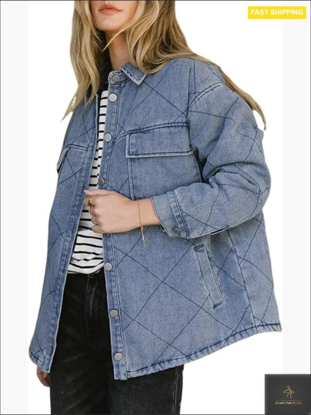 Oversized Denim Jacket Button Down Long Sleeve Lightweight Shacket with Pockets